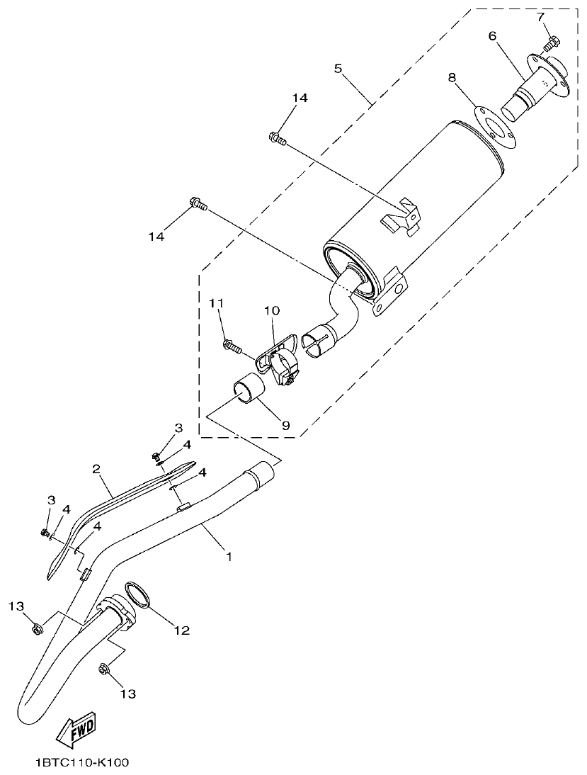 Yamaha 250RAP EXHAUST parts diagram